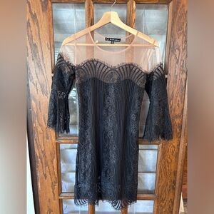 For Love & Lemons Black Lace Belle Mini Dress Size Small EUC